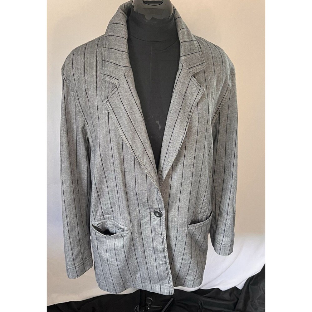 We The Free Free People Gray Pinstripe Blazer Oversized Casual xs/small runs big